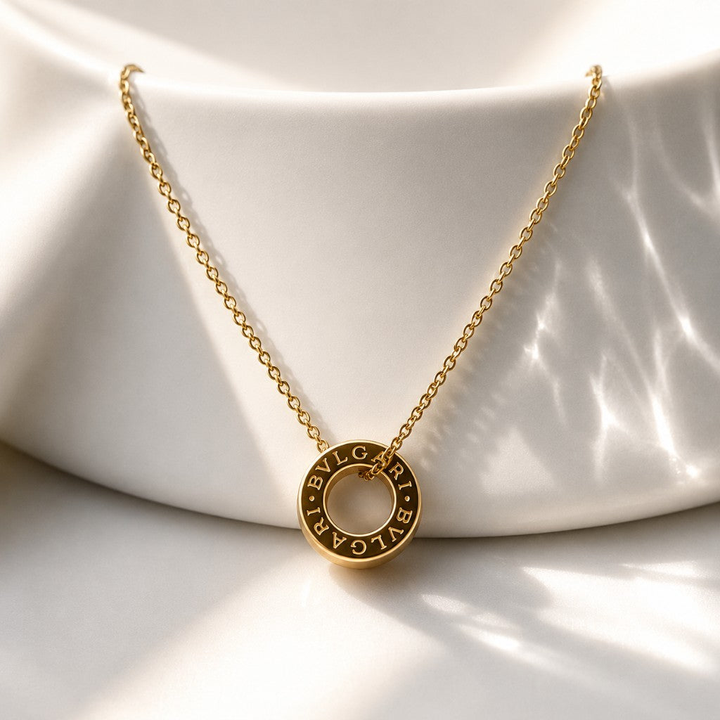 Bvlgari Κολιέ με Κυκλικό Μενταγιόν Χρυσό