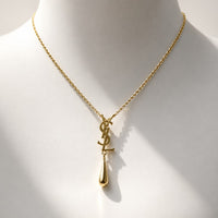 YSL Κολιέ με Μονόγραμμα και Χρυσή Σταγόνα