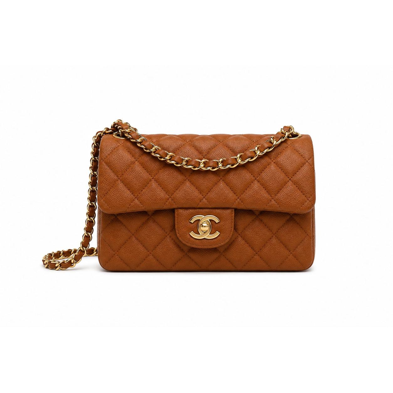 Classic Quilted Chain Shoulder Bag brown