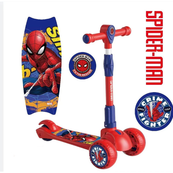 Παιδικό Πατίνι 3 Τροχών Spider-Man 3-6 Ετών με φώτα, μουσική και Ρυθμιζόμενο Τιμόνι Κόκκινο-Μπλε 103A-RED