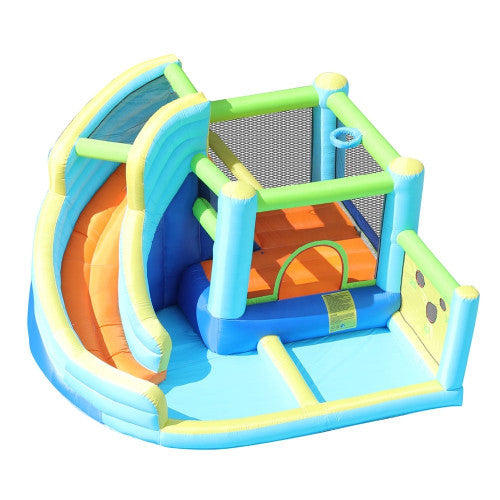 Φουσκωτό Τραμπολίνο Jump & Slide με Τσουλήθρα, Μπασκέτα, Αναρρίχηση & Τέρμα Στόχου 360×340×218 cm
