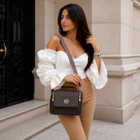 Michael Kors Monogram Satchel Brown Strap