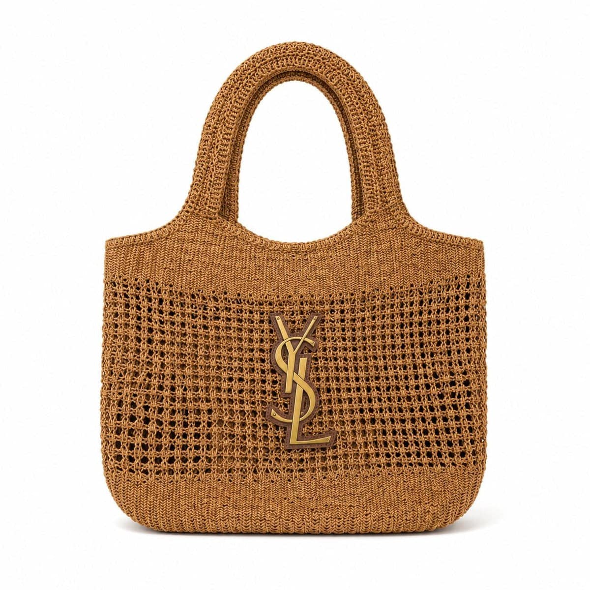Saint Laurent Woven Raffia Tote Brown