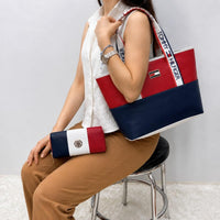 Tommy Hilfiger Σετ Tote & Πορτοφόλι Color-Block Κόκκινο Navy