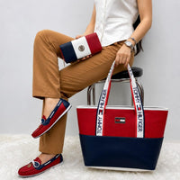 Tommy Hilfiger Σετ Tote & Πορτοφόλι Color-Block Κόκκινο Navy